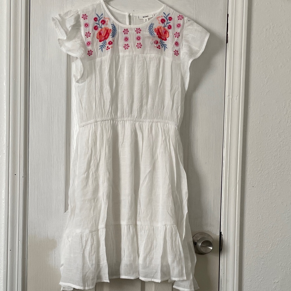 White Floral Embroidered Dress NWOT